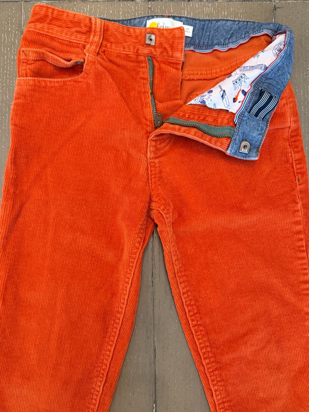 Mini Boden Youth Boys’ Orange Corduroy Stretch Slim-Fit Pants • Size 9 (M) - Picture 6 of 14